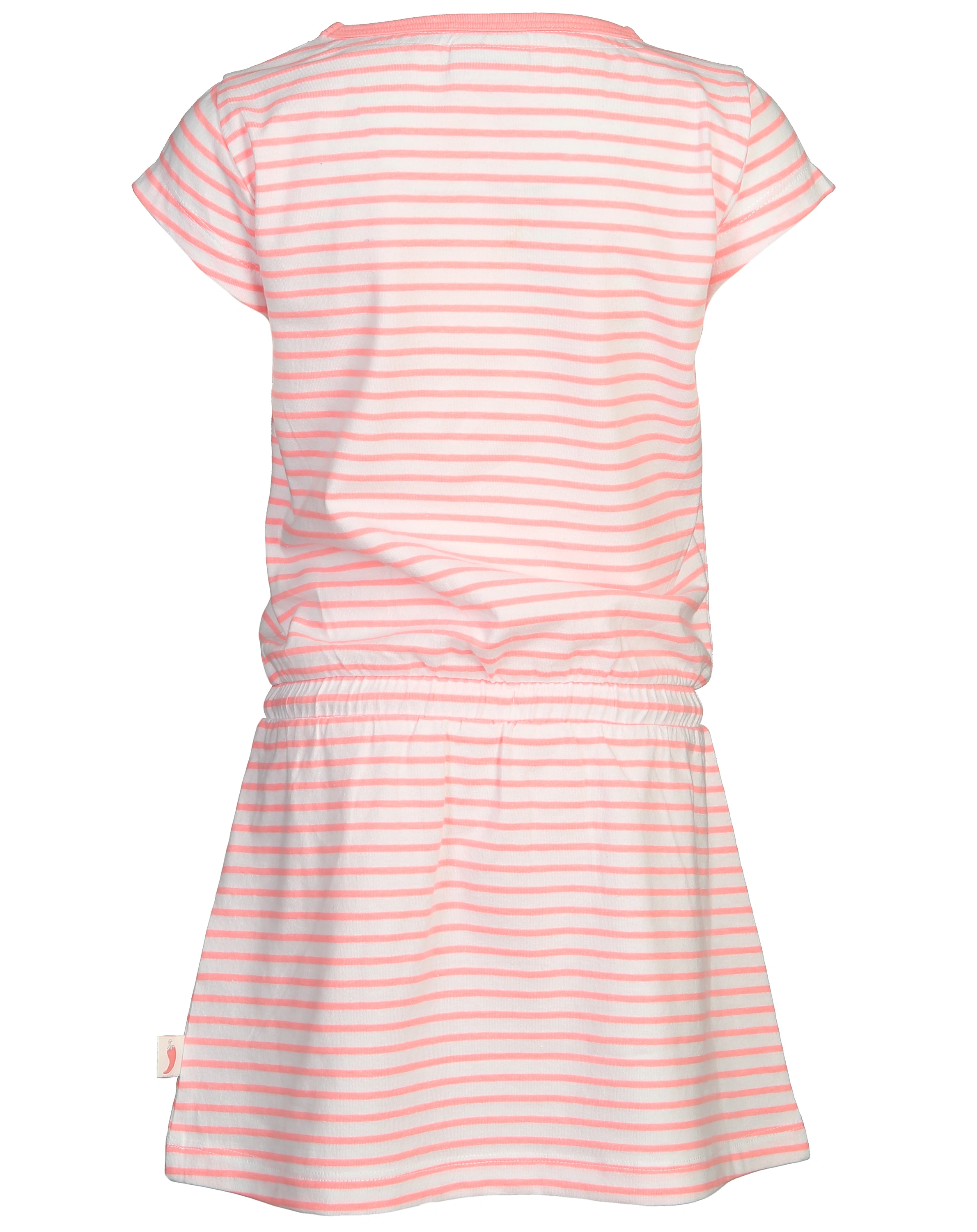 Kurzarm-Kleid PFERDELIEBE gestreift in neon melon