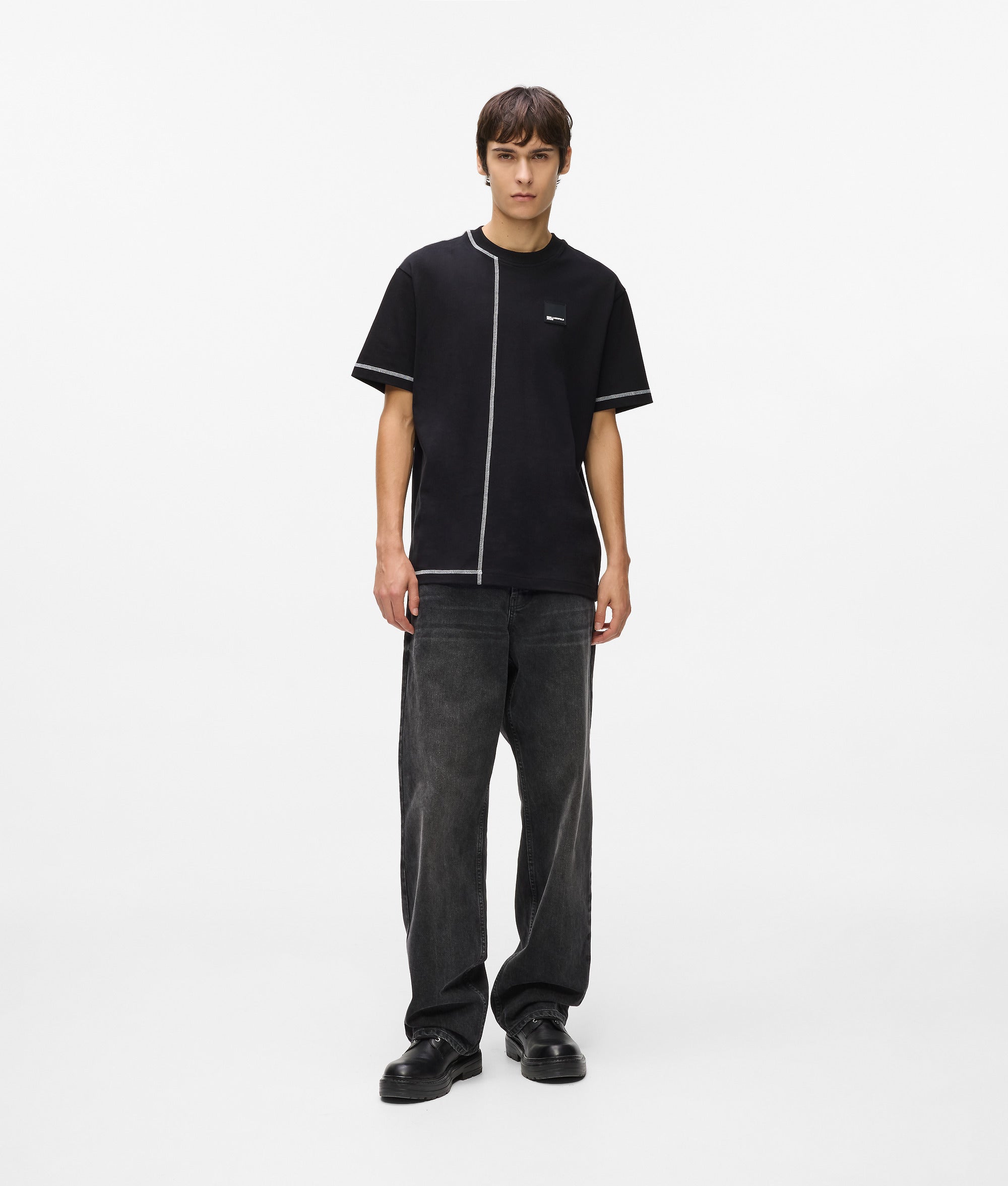 T-shirt met contrasterend stiksel