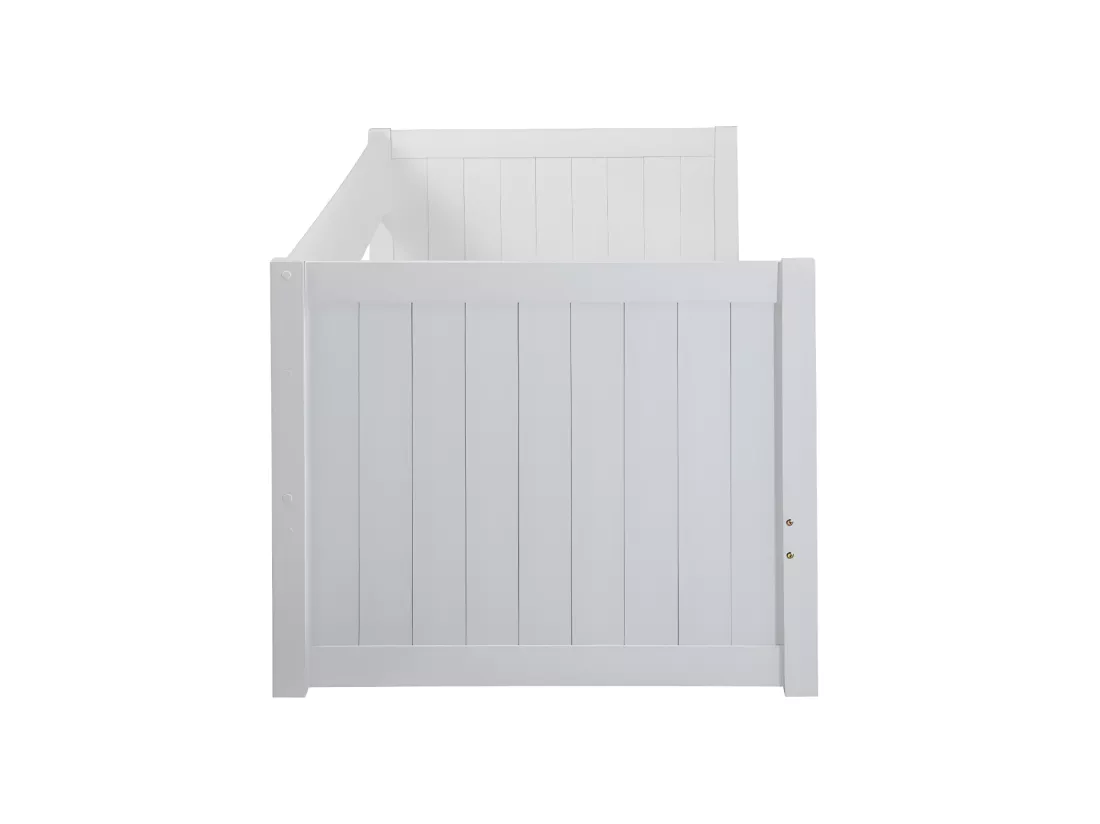 Lit gigogne banquette 90 x 190 ou 174 x 190 cm - Avec sommier peigne et tiroir - Pin et MDF - Blanc - ALFIERO II