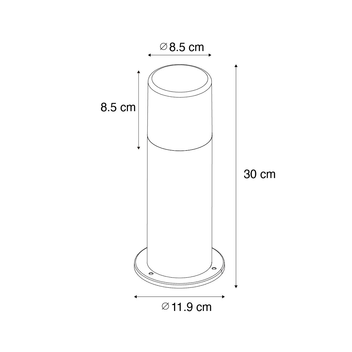 Staande buitenlamp wit met opaal witte kap 30 cm IP44 - Odense