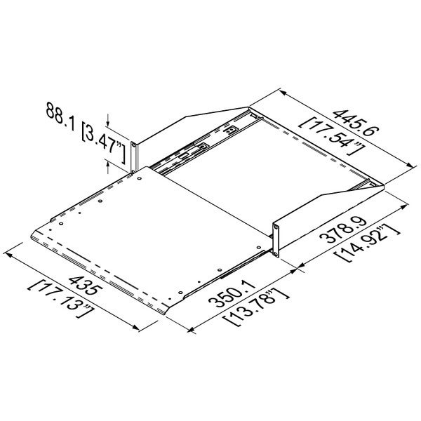 Penn Elcom R1194/2Uk-SL uitschuifbaar plateau 2U