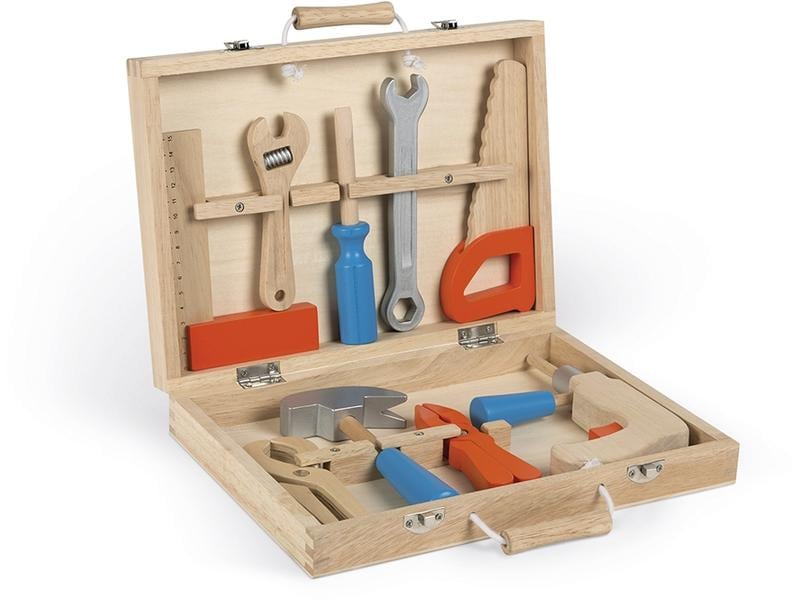 Janod Handwerker Brico'Kids Werkzeugkoffer Holz Holz-Werkzeug für Kinder
