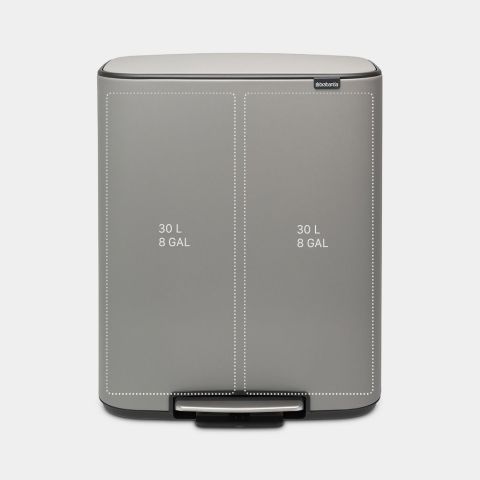 Bo Pedaalemmer 2 x 30 liter - Mineral Concrete Grey