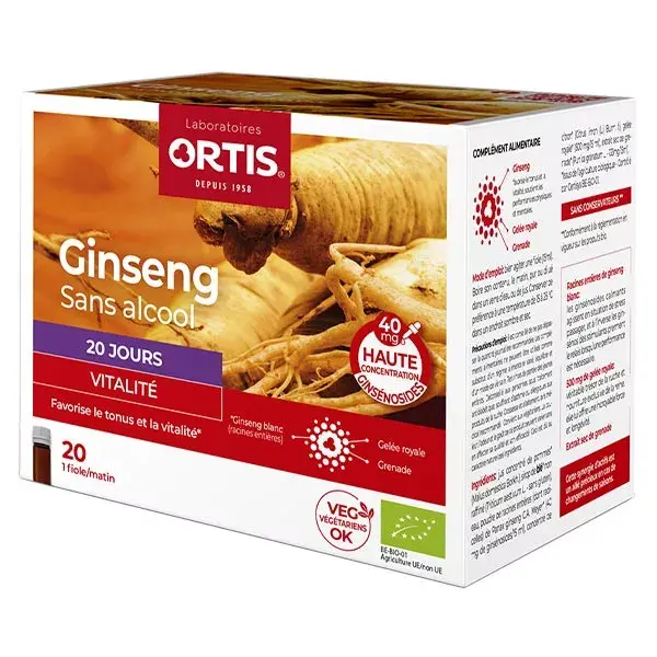 Ortis Vitality Ginseng Orgânico 20 doses