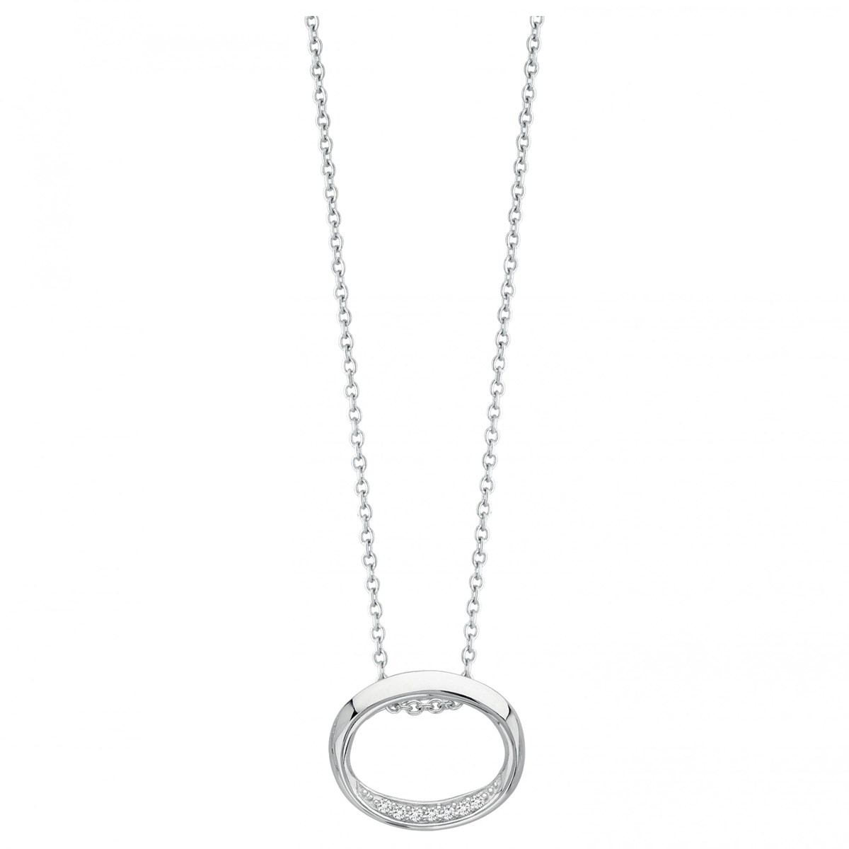 Collier mono-motif en Argent avec oxyde de zirconium blanc