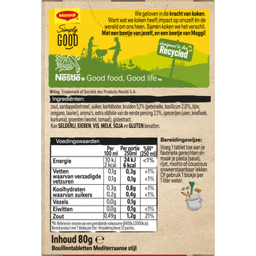 Maggi Bouillon Mediterraans met Basilicum & Olijfolie 8 Stuks 80 g