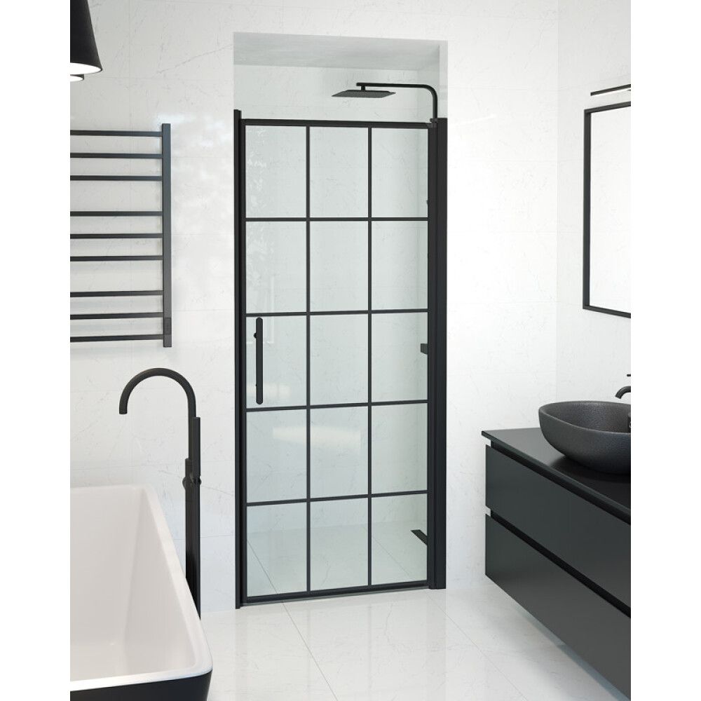 DUSJDØR CAMARGUE SKÄRGÅRD SVART RAMME NISCH 90CM