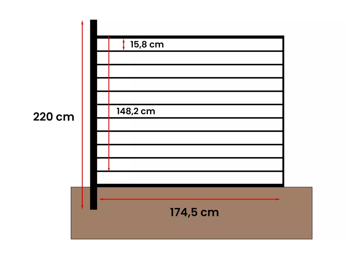 Clôture à enterrer effet bois H179 cm - Kit de 11 lames en composite co-extrudé + 1 poteau anthracite - PALIZO
