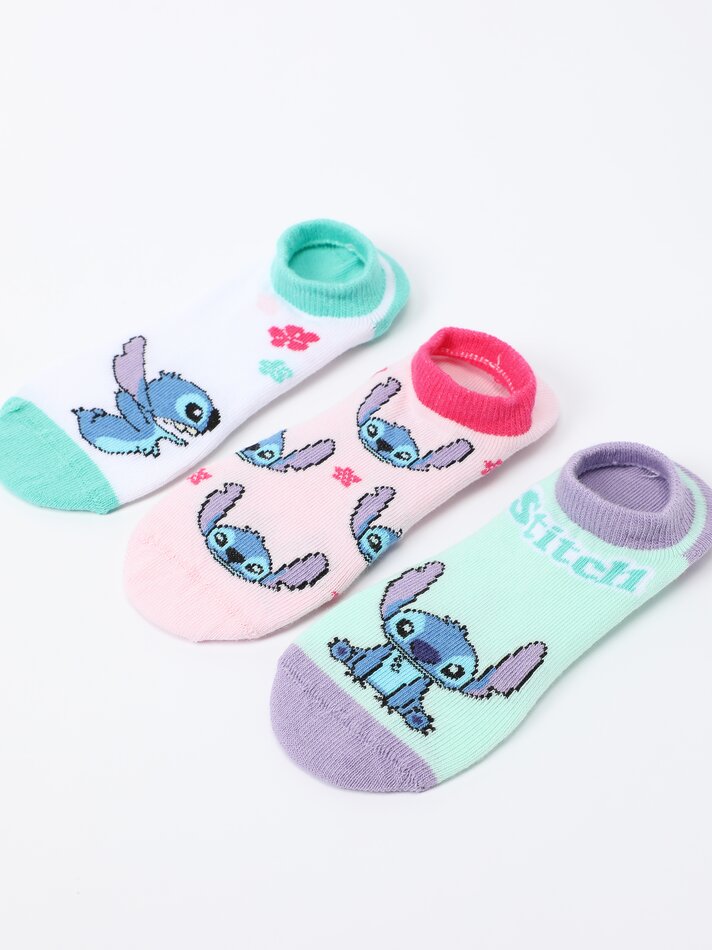 Meias invisíveis Lil© & Stitch ©DS, pacote com 3 unidades - várias cores