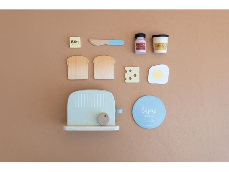 Little Dutch Spiel-Haushaltsgerät Toaster Set Spielzeug-Toaster aus Holz mit Zubehör – für die Kinderküche