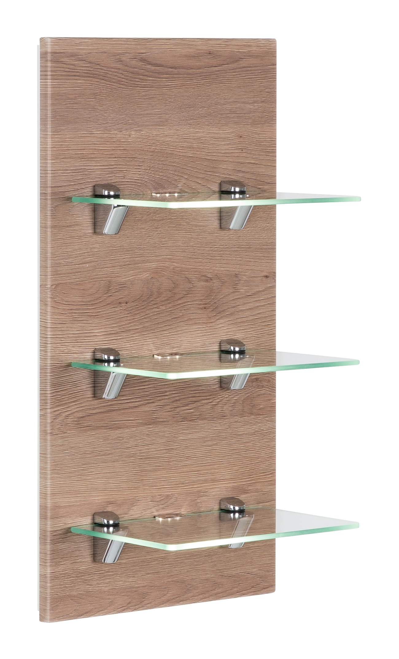 Saniclear Viva open kast met glazen planken en led verlichting 68cm licht eiken