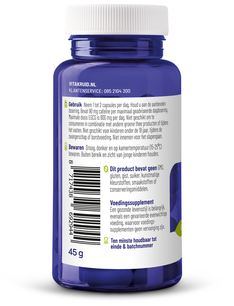 Vitakruid Energiecomplex O.A. Groene Thee 750 En Ginseng 200 (60 vega capsules)