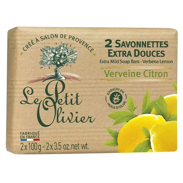Sabonetes Le Petit Olivier Extra Suaves de Verbena de Limão, Pacote com 2 x 100g