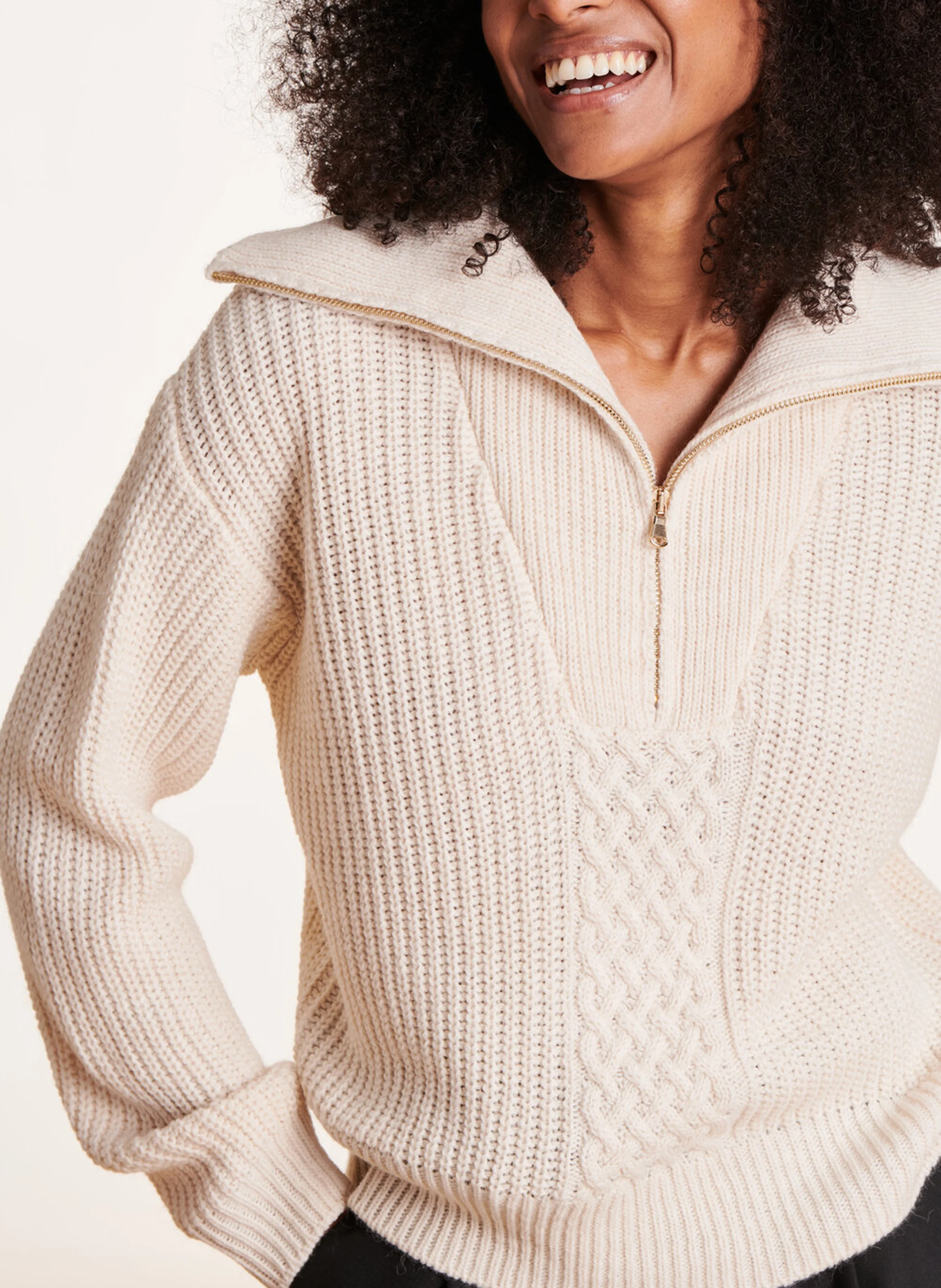 Pull oversize à col camionneur| Blanc