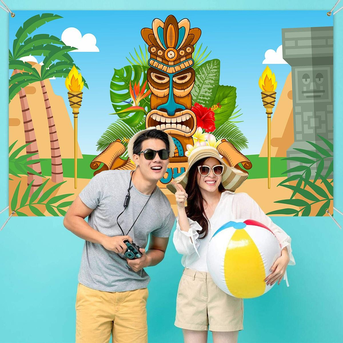 (210x150cm) Hawaii Deko Wand Banner Sommer Party Tiki Foto Requisite - Totem
