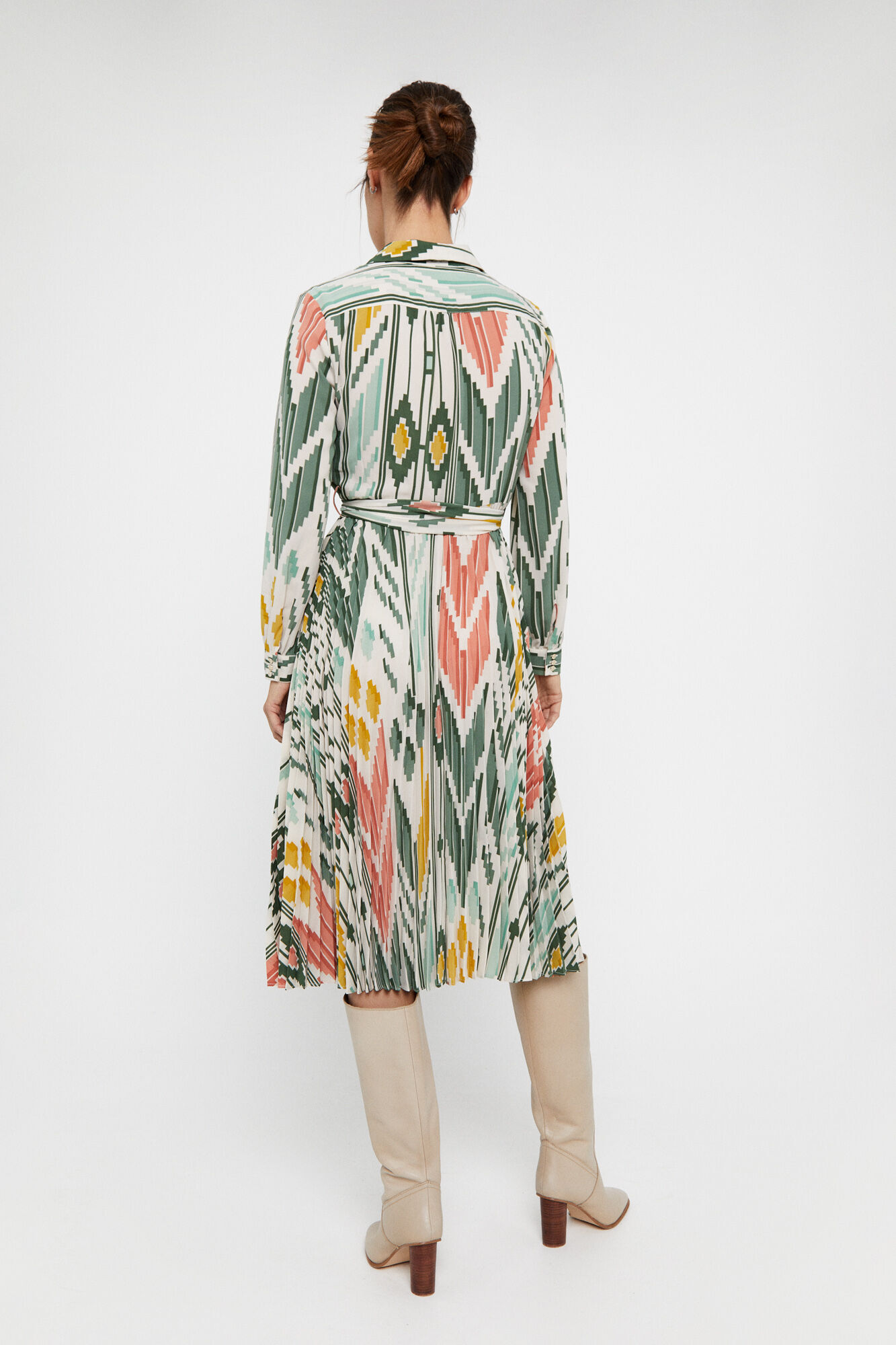 Vestido midi estilo camisa - Estampa verde