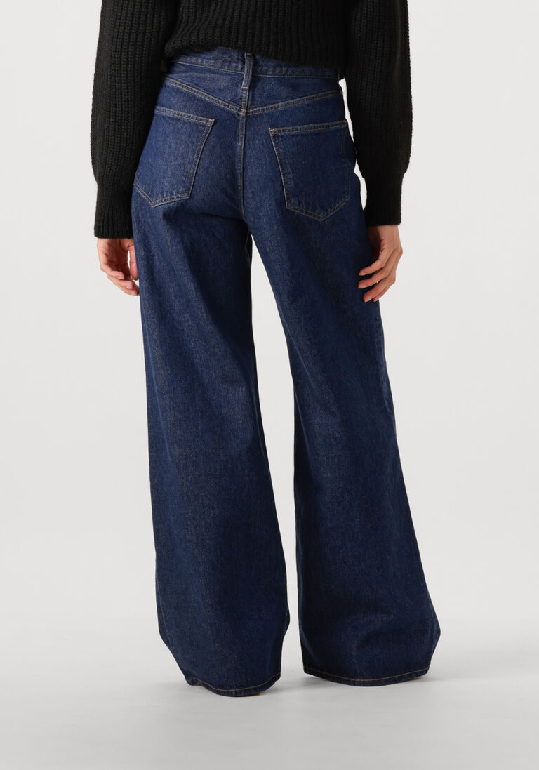 donkerblauwe agolde wide jeans dame jean no cuff in foxley