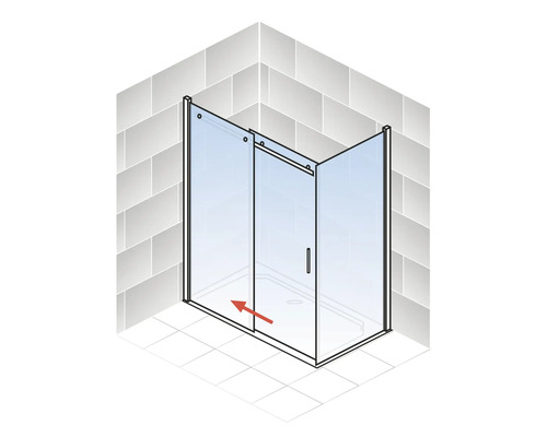 Douchedeur met zijpaneel SCHULTE Alexa Style 2.0 Black Style ExpressPlus 120 x 80 cm, zwart profiel, helder glas met vuilafstotende coating, deur linksdraaiend, zijpaneel rechtsdraaiend