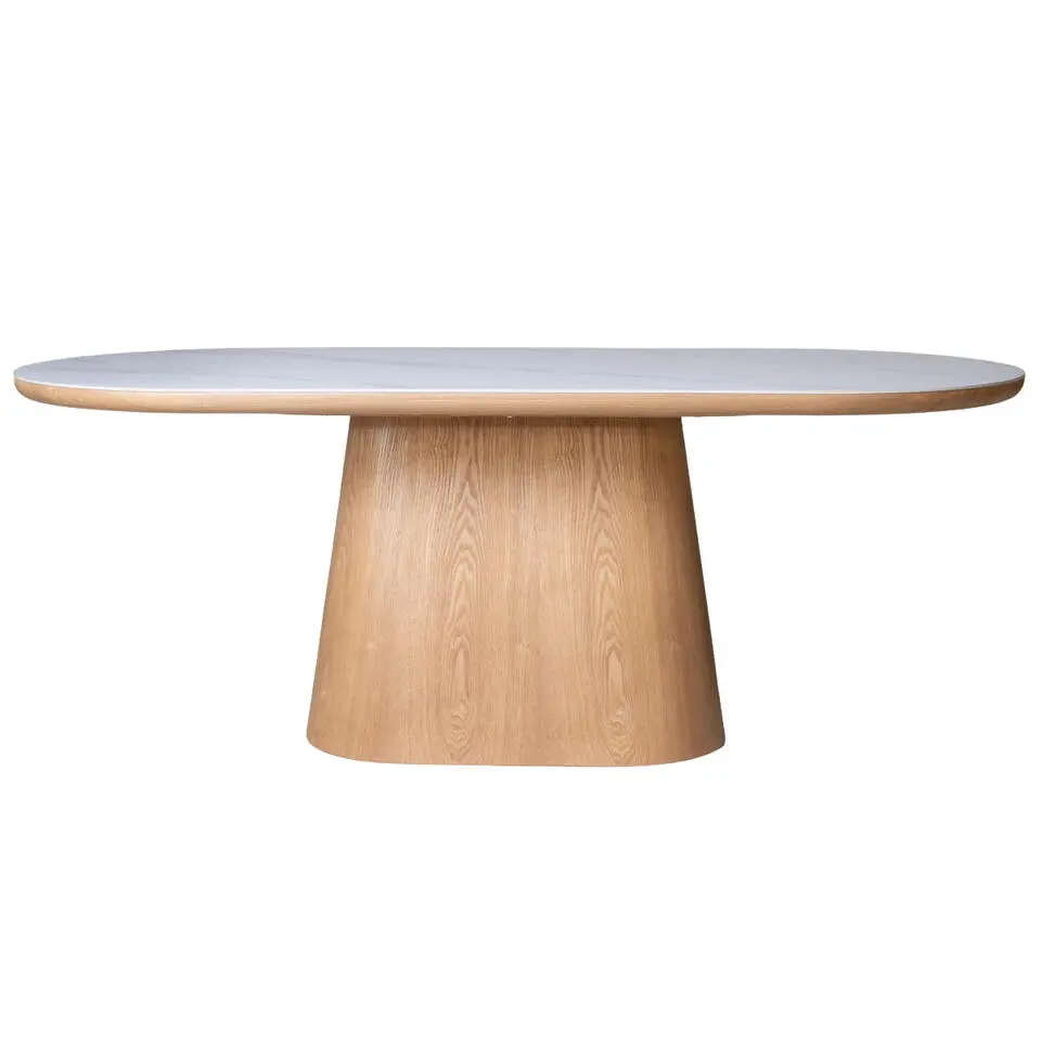 Eettafel Wit Keramiek/Naturel - 200x90x77cm - Alba