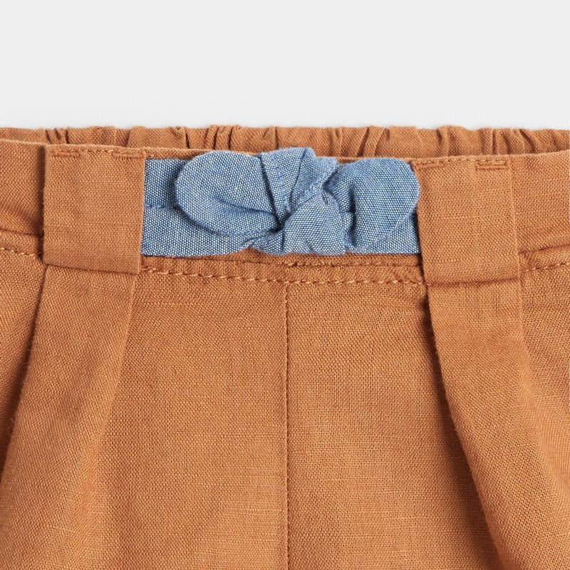 Short en lin à plis marron bébé fille Marron