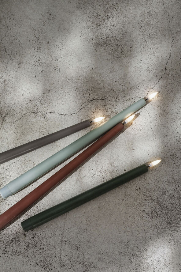 Uyuni LED taper candle, Terracotta, smooth, 2-pack, 2,3x25 cm Terracotta