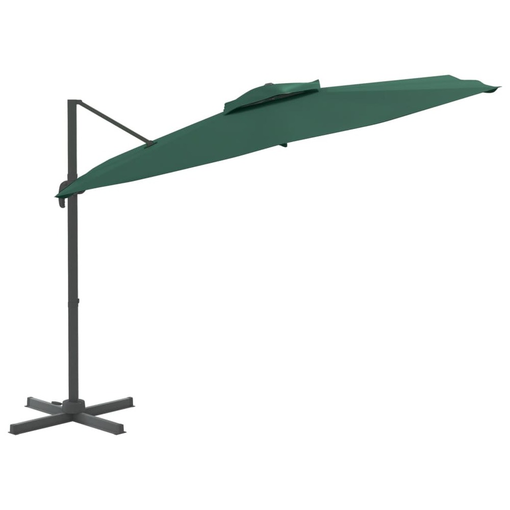 Parasol meuble de jardin cantilever à double toit 300 x 300 cm vert