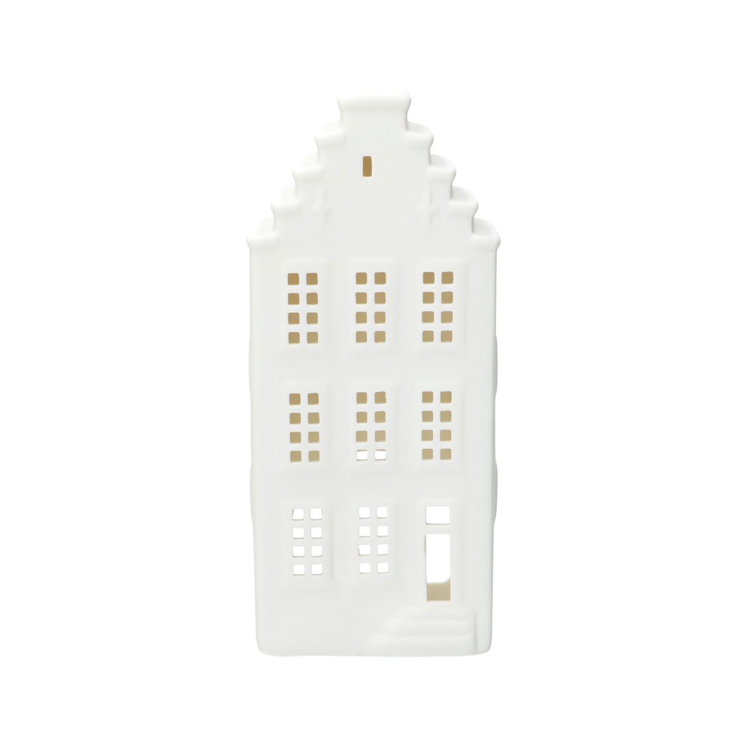 Waxinelichthouder,  porselein, huisje met trapgevel, 20 cm