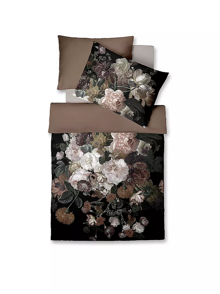 FLEURESSE Satin Bettwäsche 70x90cm/140x200cm BED ART Stone braun