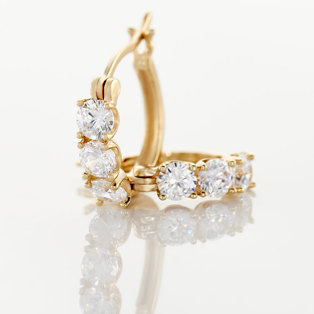 Boucles D'oreilles Pendantes Jacotte Plaqué Or Oxyde De Zirconium