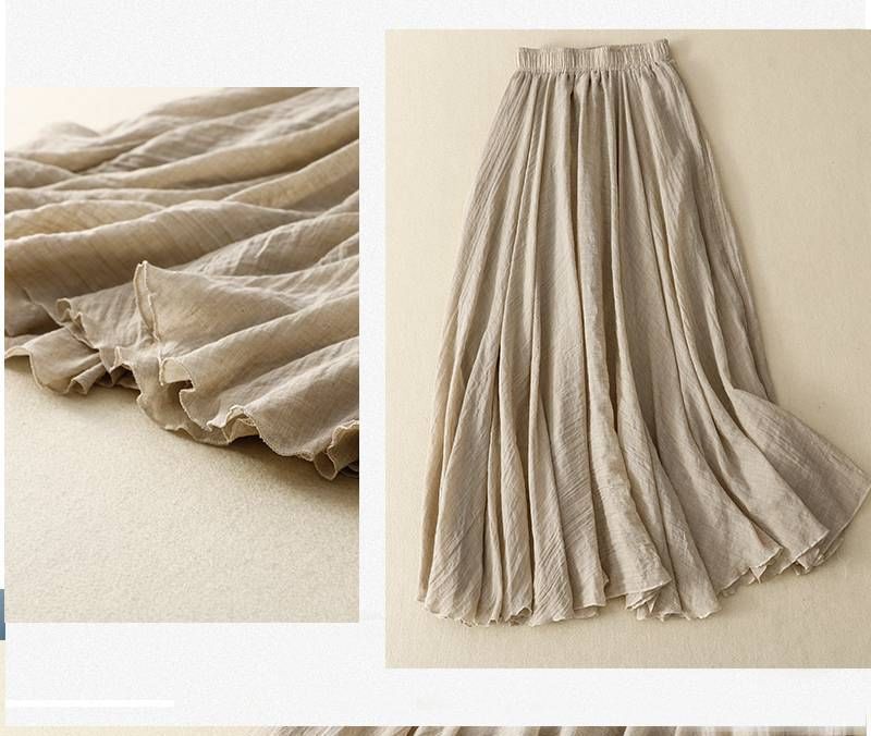 Lewwe - Effen midi-A-lijn rok met elastische taille