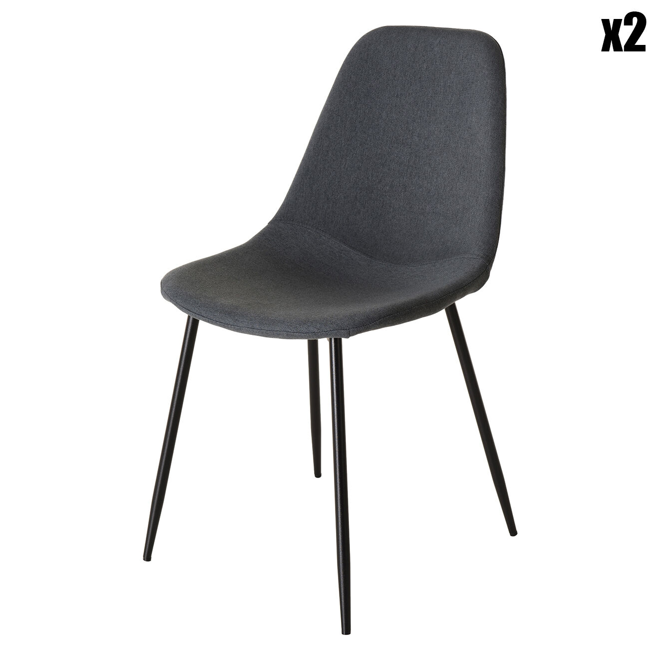 Macabane 2 Chaises Augustin anthracite - 43x53x80 cm