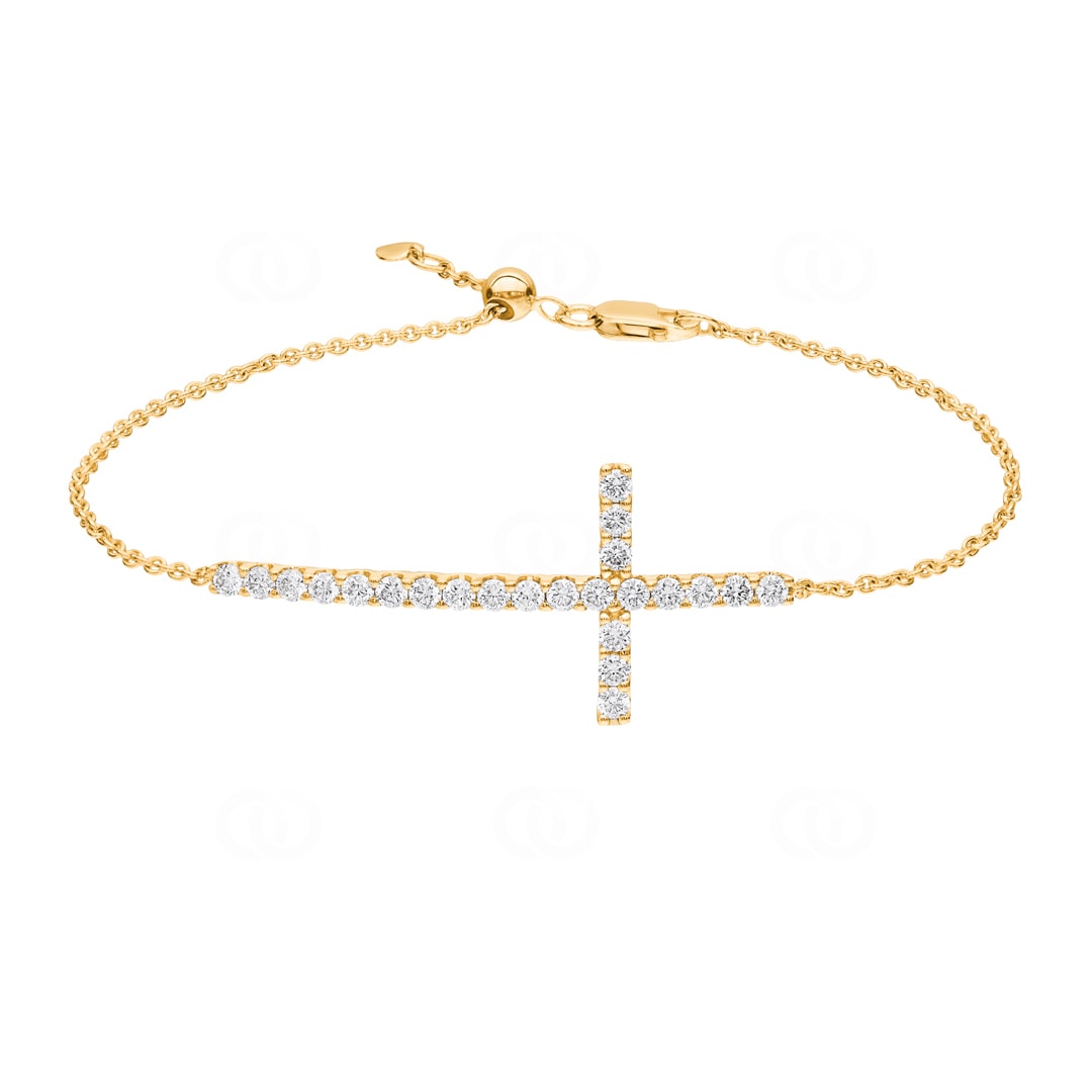 Armband 750/18 K Gelbgold Kreuz mit Brillanten 1.00 ct H/si