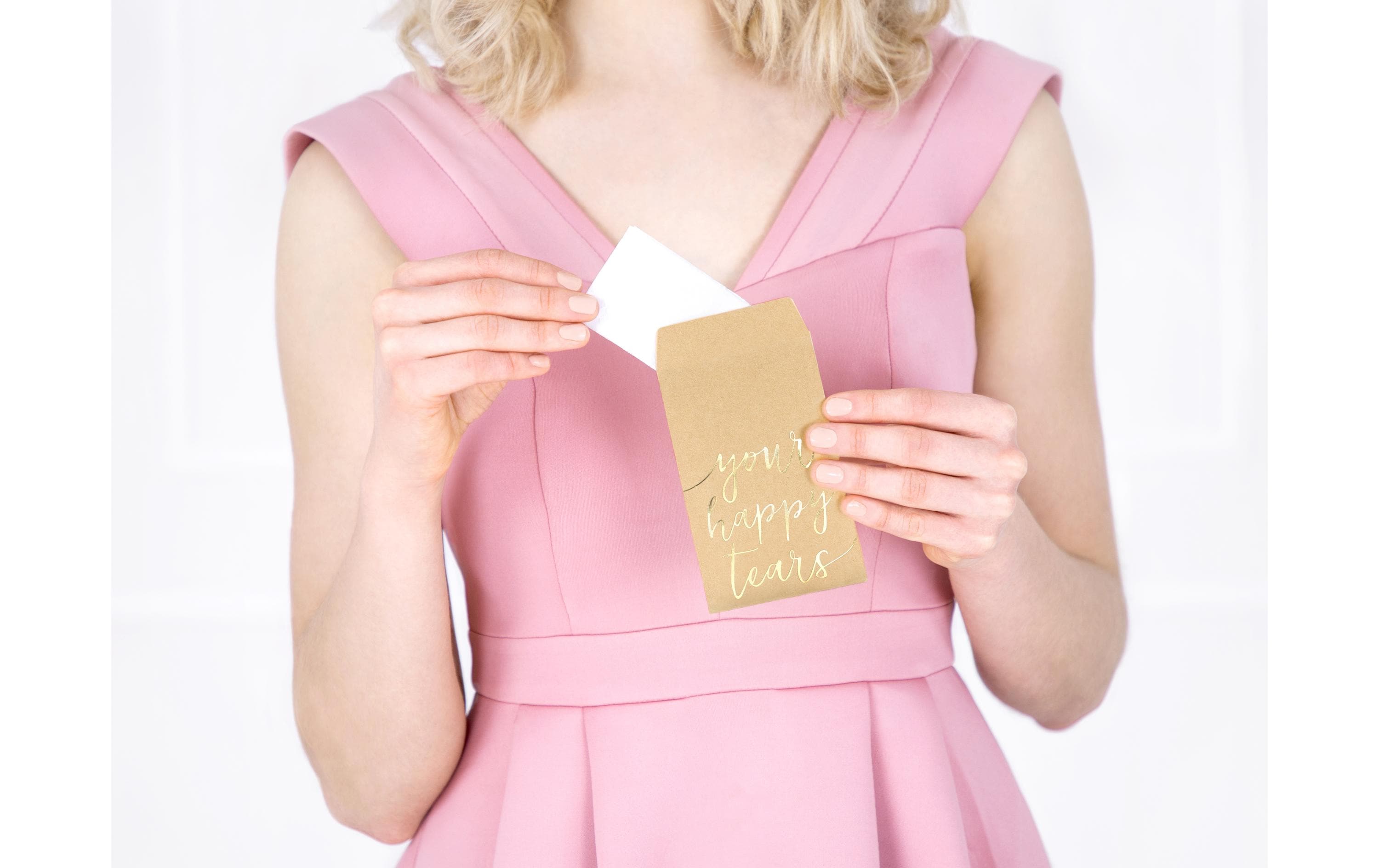 Hochzeitsaccessoire Your happy tears 7.5 x 12 cm, BraunPapiertaschentuch für die Freudetränen während den emotionalen Momenten der Hochzeit