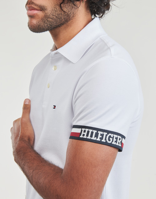 Tommy Hilfiger - MONOTYPE FLAG CUFF SLIM FIT POLO - Blanc