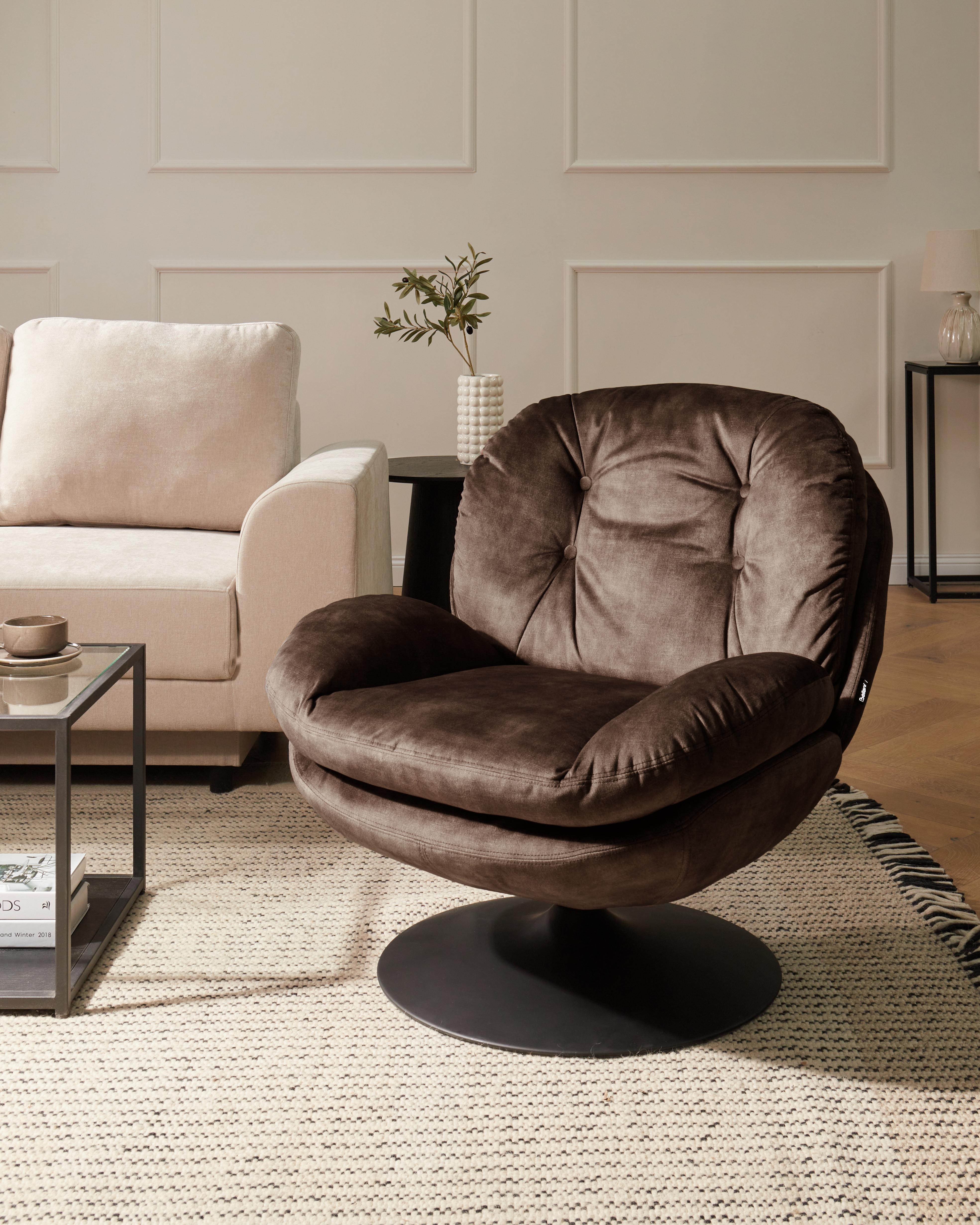 Draaifauteuil NOLVIK Fluweel Donkerbruin