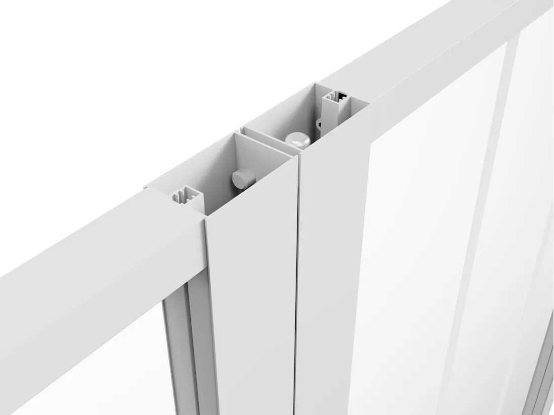 Bloc porte réversible à deux battants en aluminium et verre trempé style atelier - 2 x H204 x L73 cm - Blanc - ERMELO