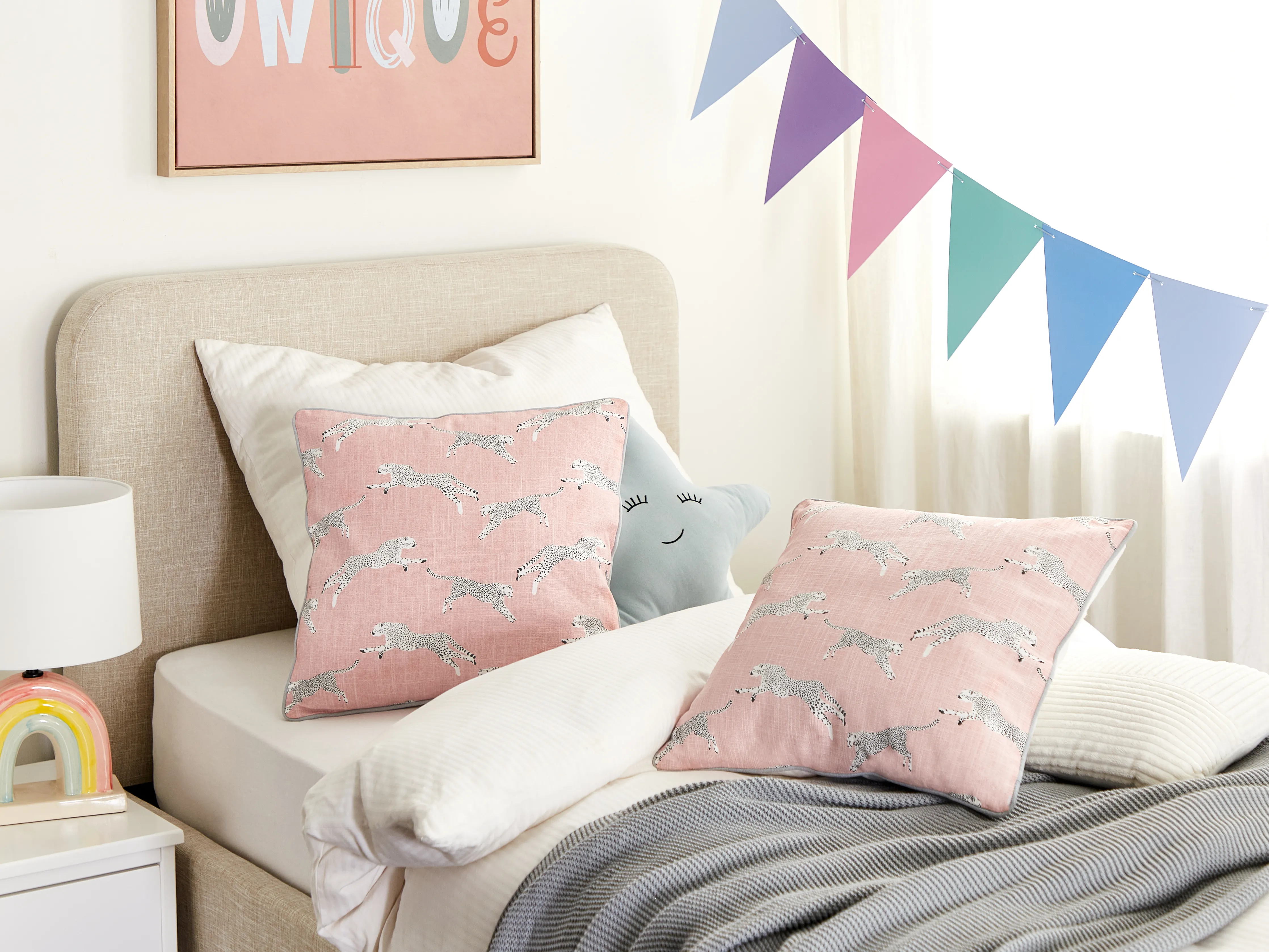 Set van 2 sierkussens ARALES Katoen 45 x 45 cm Pastelroze dierenprint