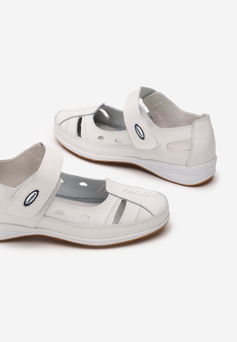 Ballerines femme en cuir blancs Deby