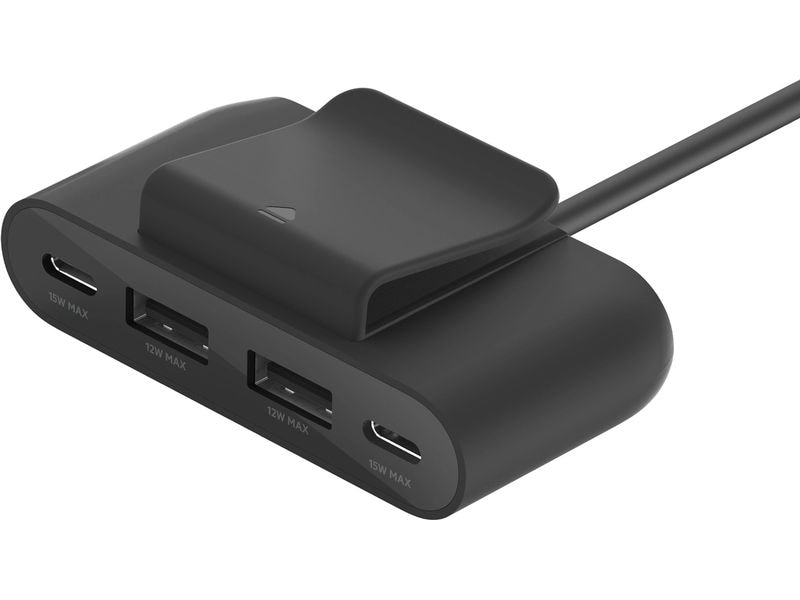 Belkin USB-Hub 4-Port USB Charge Schwarz Schnellladefähiger Hub mit zwei USB-C und zwei USB-A-Ports