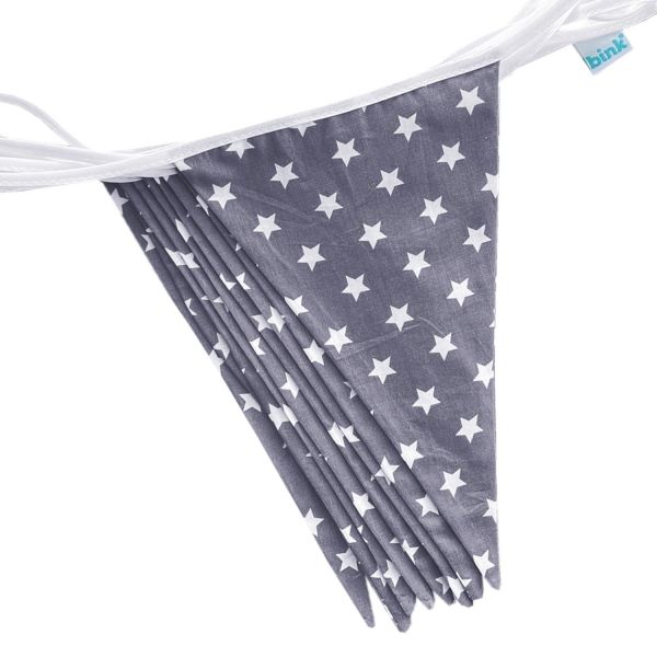 Bink Bedding Stars Vlaggenlijn Grijs XXL