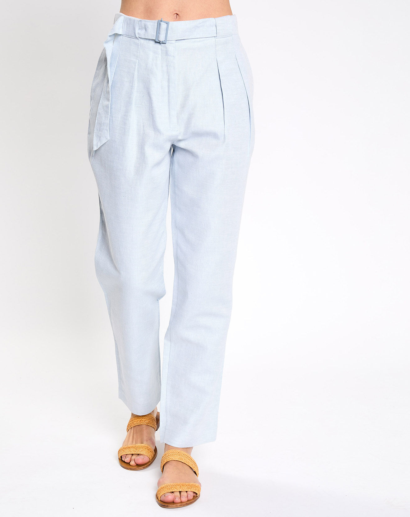 Esprit Pantalon en Coton & Lin tailleur bleu clair
