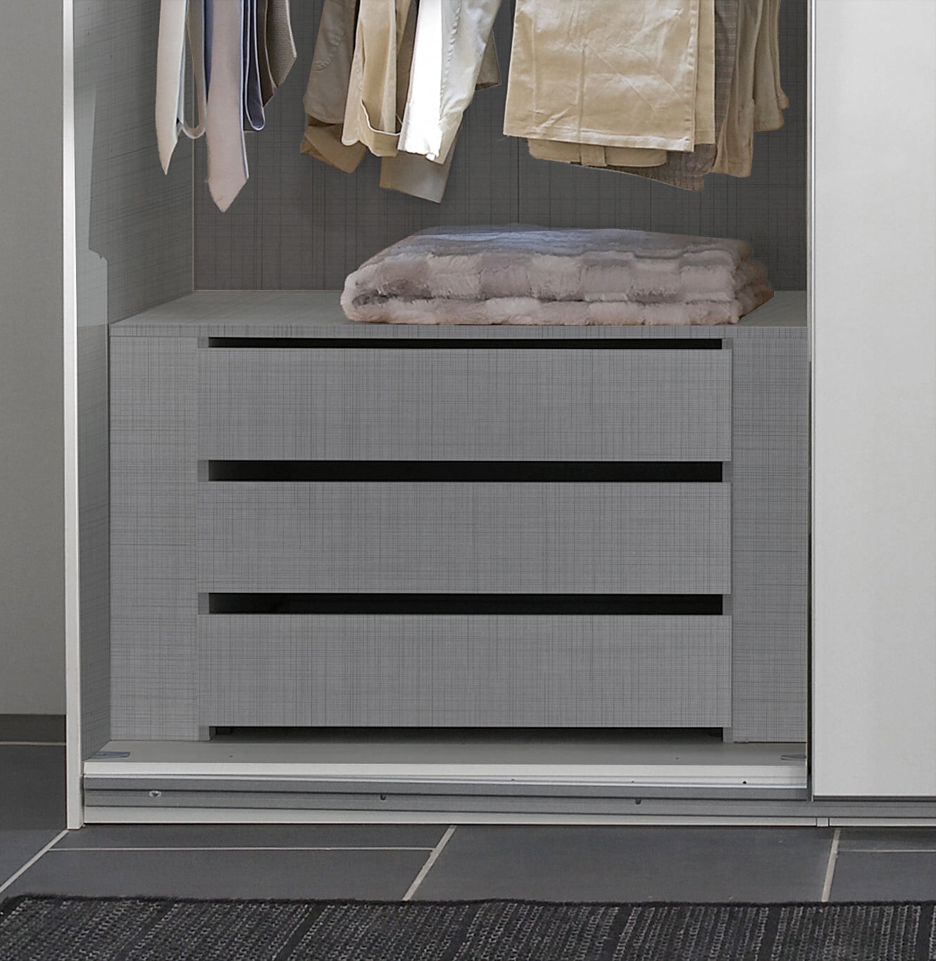 Schubkasteneinsatz linegrey für Fachbreite 90 cm