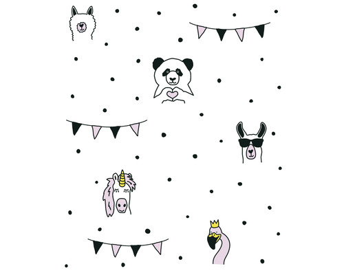Vliesbehang 38138-1 Little Love Dots & Animals zwart wit roze
