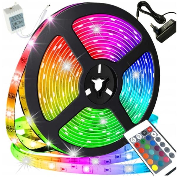 5m LED-Strip Lys med RGB / Lyssløyfe / LED stripe