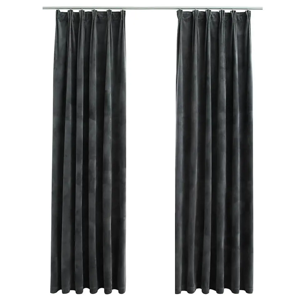 vidaXL - Gordijn - Antraciet - Fluweel - 140 x 175 cm - 2 stuks