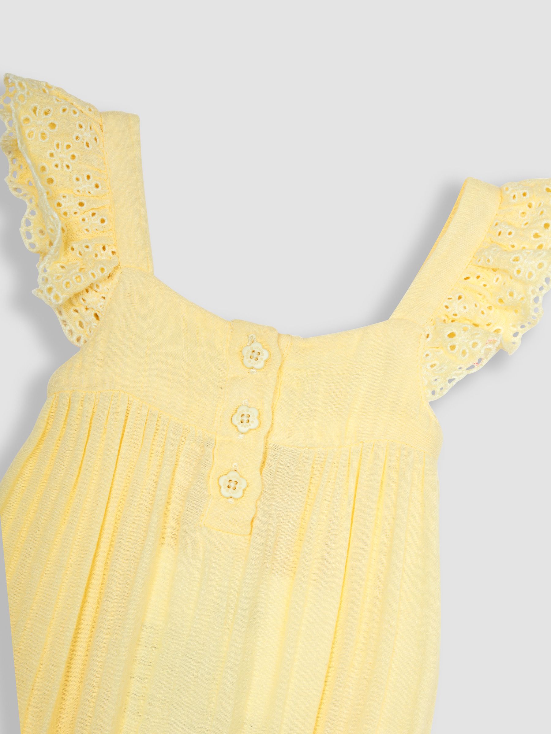 Geel - JoJo Maman Bébé - 2-delige set van jumpsuit en muts van kaasdoek