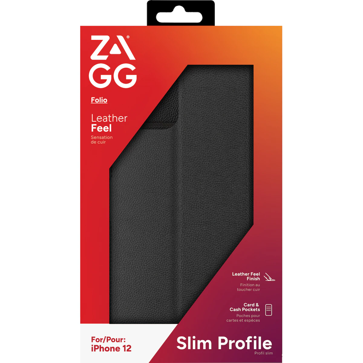 Zagg iPhone 12/12 Pro lommebokdeksel (sort)