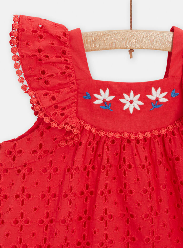 Robe rouge brodée pour bébé fille