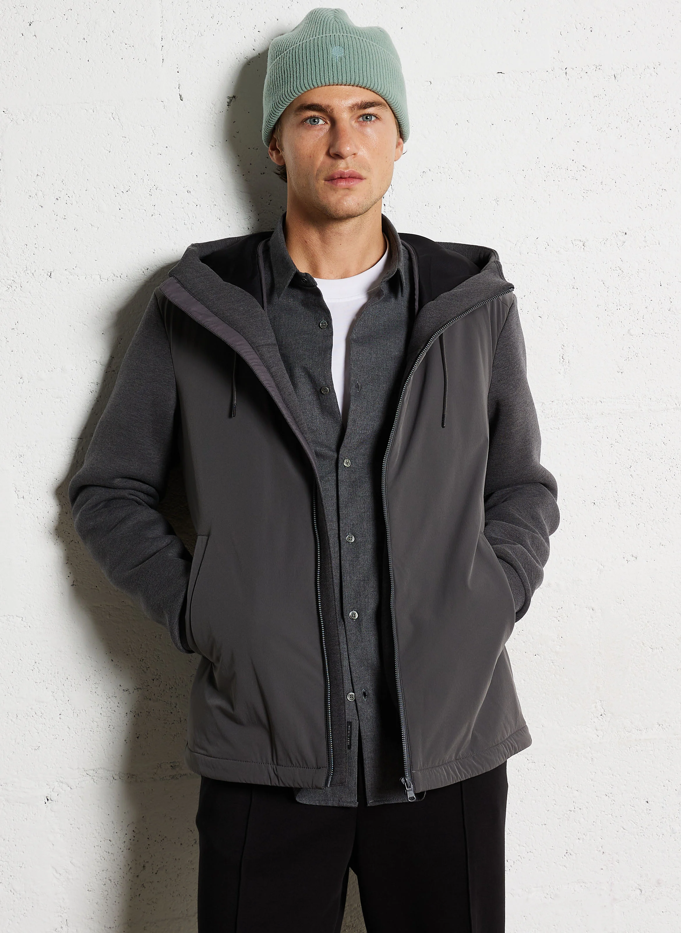 Blouson droit col montant | Gris