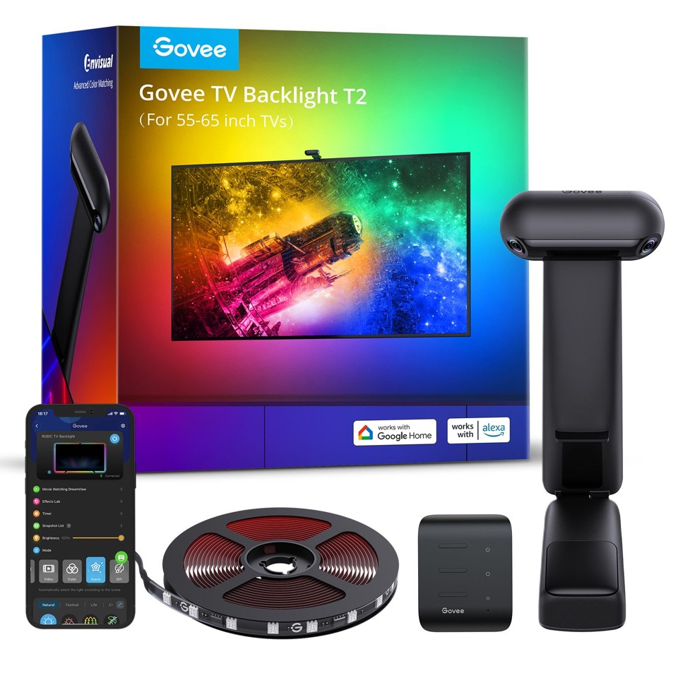 Govee Envisual TV Baggrundsbelysning T2 med dobbelte kameraer (55~65 tommer)